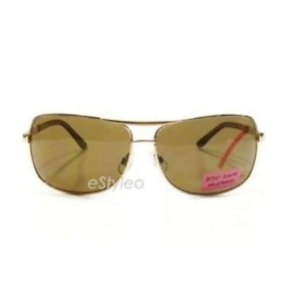 Betsey Johnson Aviator Sunglasses Shield Gold - Picture 1 of 6